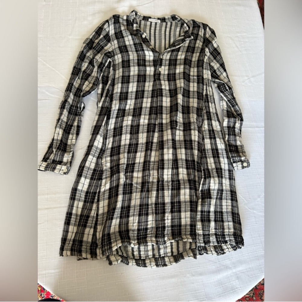 Free people Black and White Plaid Long Sleeve Dress